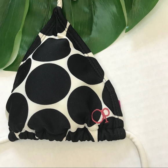 Black white polka dot string bikini top S - Picture 2 of 8